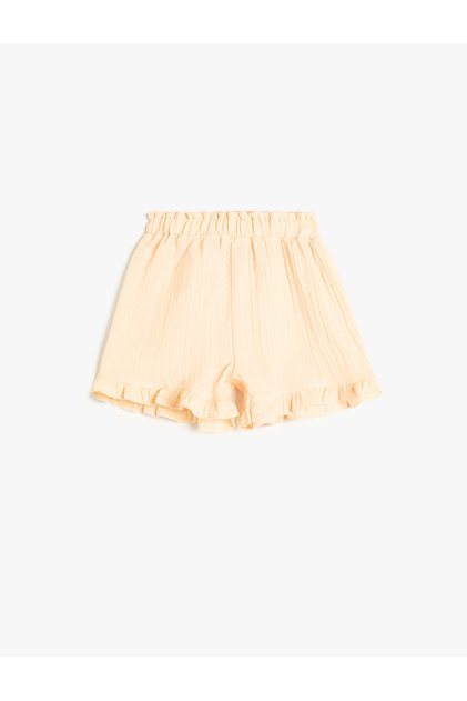 Ruffled Shorts Elastic Waist Textured Cotton