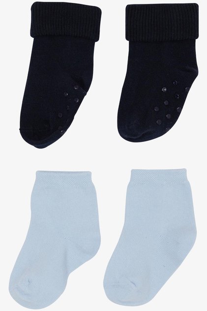 Baby Boy Ankle Socks, Pack of 2, ABS Li Basic , 0-24 Months, Mixed Colors