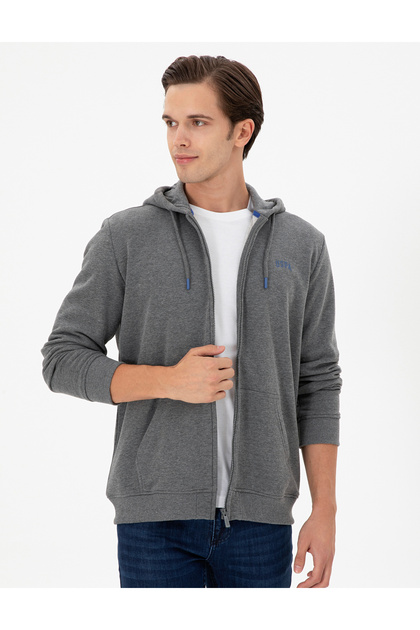 Men's Anthracite Melange Fleece-Lined Knitted Cardigan 50293146-Vr081