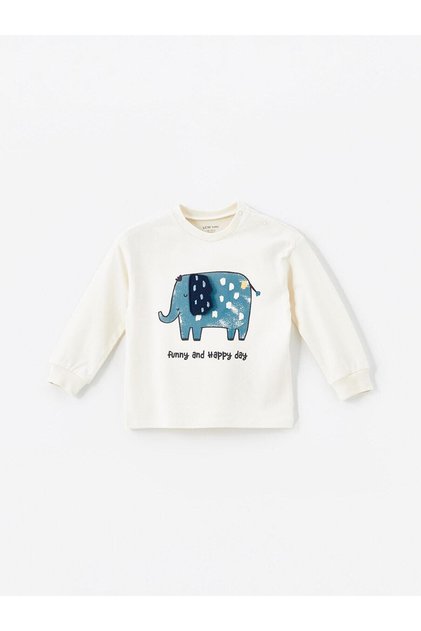 Lcw Baby Crew Neck Long Sleeve Printed Baby Boy T-Shirt (W4)