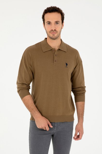 Khakifarbener Basic-Pullover für Männer 50293506 -VR027