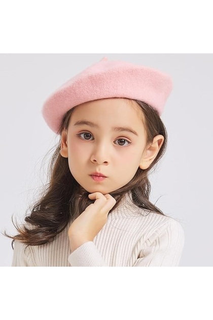Child French Painter Felt Beret Pink