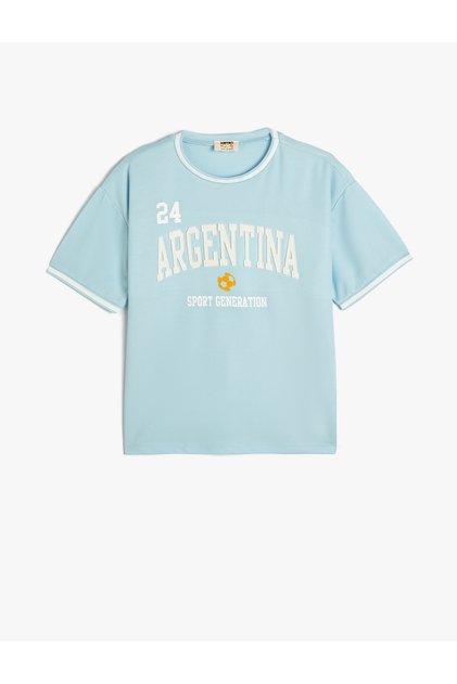 Oversize T-Shirt Argentina Printed Short Sleeve Crew Neck