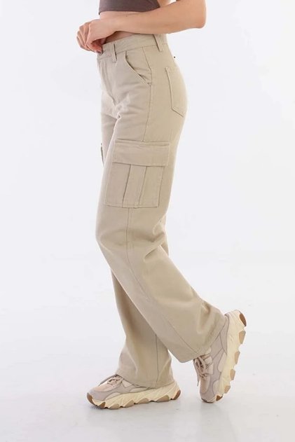Girl's 100% Cotton Cargo Pocket Wide Leg School Pants
