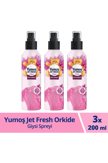 Jet Fresh Giysi Spreyi Yıkamadan Ferah Koku Ve Ütü Etkisi Orkide 200 ml X3