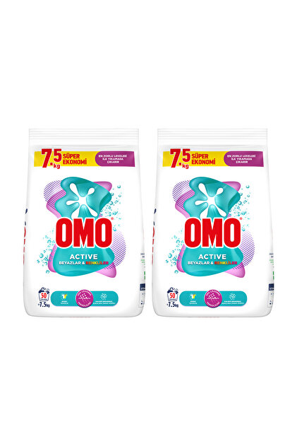 Omo Active Fresh 7.5 kg Renkliler Toz Deterjan 50 Yıkama x 2 Adet