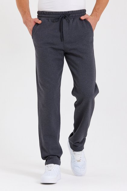 Αντρικό βαμβακερό παντελόνι Anthracite Back Pocket Label Λεπτομερές ίσιο πόδι