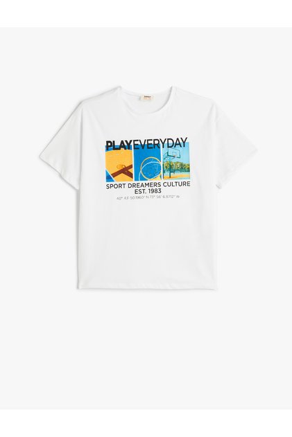 T-Shirt Slogan Printed Short Sleeve Crew Neck