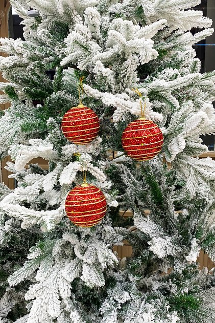 Christmas Tree Ball Luxury Gold Striped Glitter 3 Pieces 8 cm