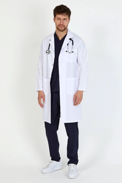 ERKEK UZUN KOLLU DİZ BOYU LABORATUVAR ÖĞRETMEN DOKTOR ÖĞRENCİ ÖNLÜK ÜNİFORMA
