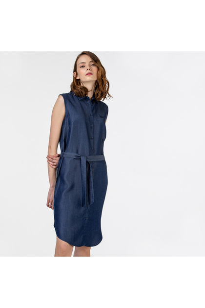 Lacoste Women's Sleeveless Shirt Collar Denim Dress- Trendyol