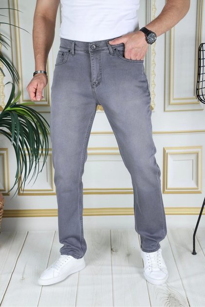 Men's Gray Top Pocketed Beaded Regular Fit Casual Fit Stretchy Chino Linen/canvas Cotton Pants