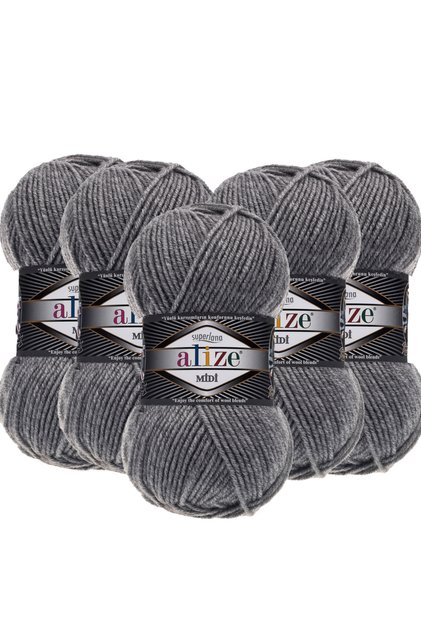 5 Pieces Midi Alize Superlana Midi Medium Thick Wool Yarn 100 G. 170 Mt.21