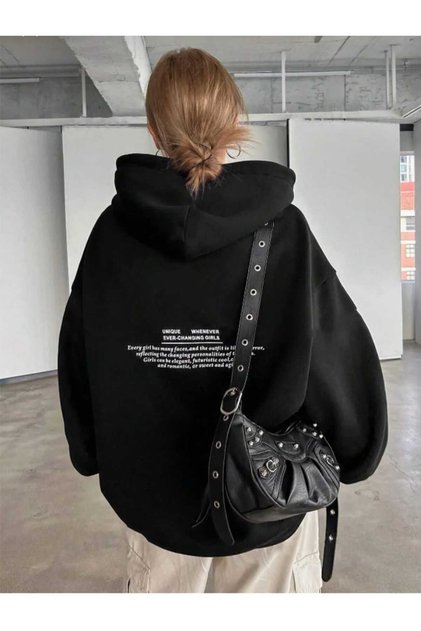 baskılı kapüşonlu unisex oversize sweatşhirt