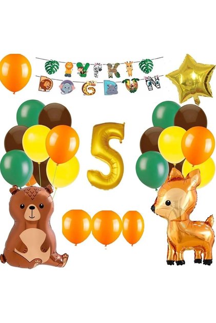 Forest Animals Concept Safari Themed Age Foil Birthday Party Set Decoration