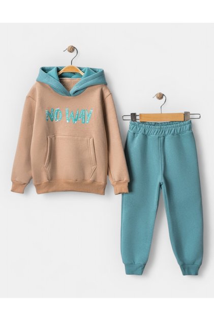 No Way Printed Boys' Cotton Fleece Inside 3 Thread Bottom Top Tracksuit Set