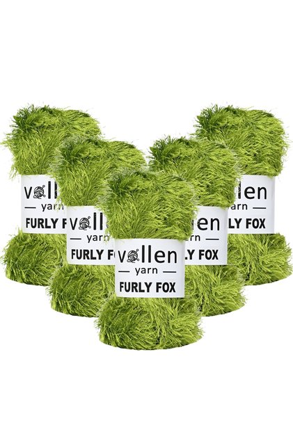 5 Pieces Furly Fox Hand Knitting Yarn Cardigan Sweater Yarn, Furry Yarn, Plush Yarn, Bearded Yarn, Mop Yarn, Green