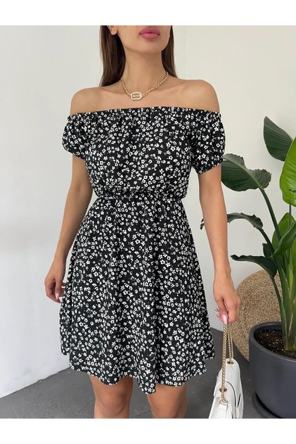 Women's Black Floral Casual Dress