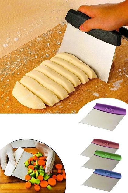 Paslanmaz Lüks Çelik Hamur Kesme Aparatı Çelik Kesici Kazıyıcı Pasta Ve Kek Şekillendiren Spatula