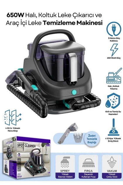 Tastech 650W Islak Kuru Halı ve Koltuk Yıkama Makinesi Vakumlu