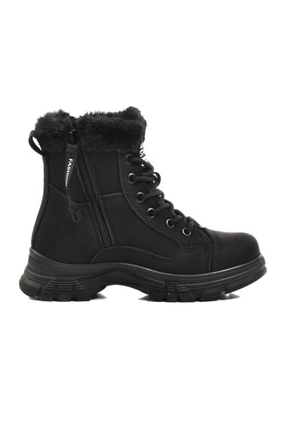 24072-F Black-Emerald Girl's Boots with Fleece Inside