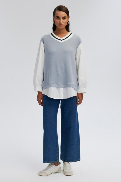 Pullover mit Hemddetail