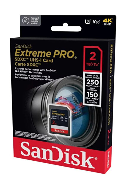Sandisk Extreme Pro 2TB 250/150MB/s SDXC V30 UHS-I U3 Hafıza Kartı