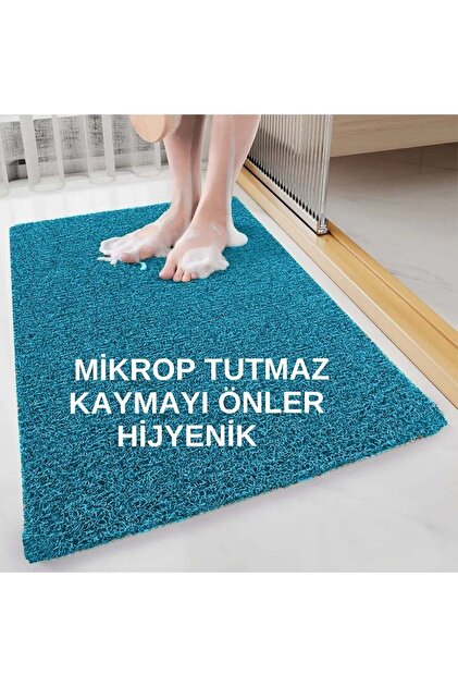 MR MİLREY Kıvırcık Plastik Paspas Turkuaz - Kalınlık 12 Mm / Islak