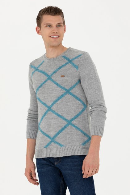 Men's Gray Melange Sweater 50270961 -Vr086