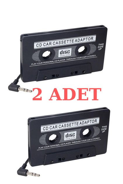 2 Adet Oto Teyp Kaset Adaptörü Mp3 Mp4 Cd Çalar Kablolu Araç Aux Dönüştürücü Player