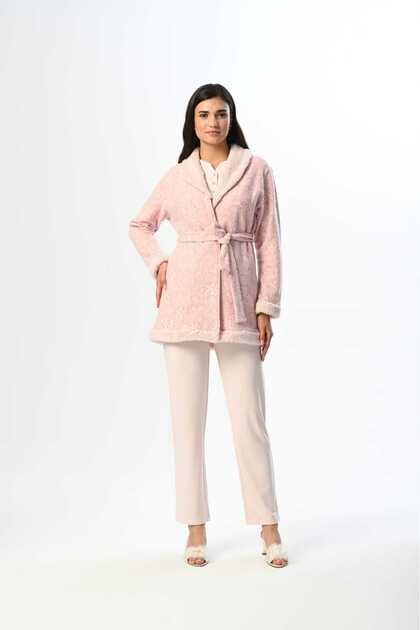Long Sleeve Cotton Women's Pajamas Set with Dressing Gowns 3-Piece Set