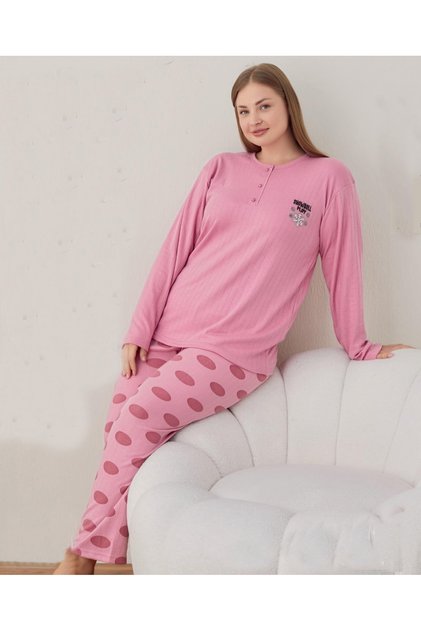 Plus Size Battal Interlock Women's Pajamas Set