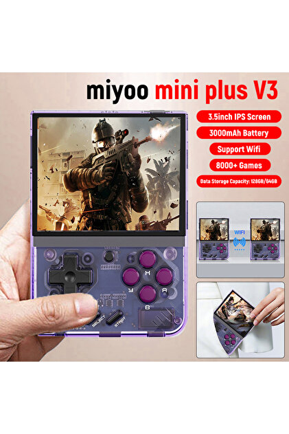 Console De Jeu Portable Miyoo Mini Plus - écran 3,5" IPS, 64 Go Avec 20000+ Jeux Rétro, WiFi, Batterie 3000mAh - Whatsko