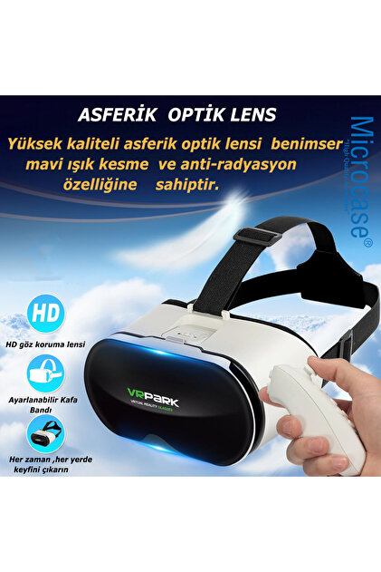 Microcase VRPARK V10 3D Sanal Gerçeklik Gözlüğü + VR Kablosuz