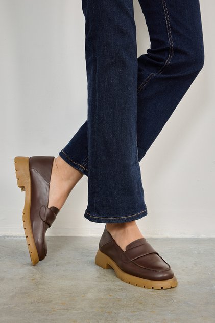 , Women's Genuine Leather Shoes 14319Z44351 Brown