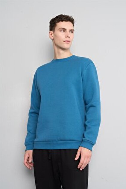 Mentality Çetinkaya 3036 3 İp Bisiklet Yaka Mavi Sweatshirt