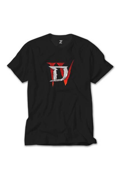 Tricou Negru pentru Copii Logo Diablo IV 13-14 Ani