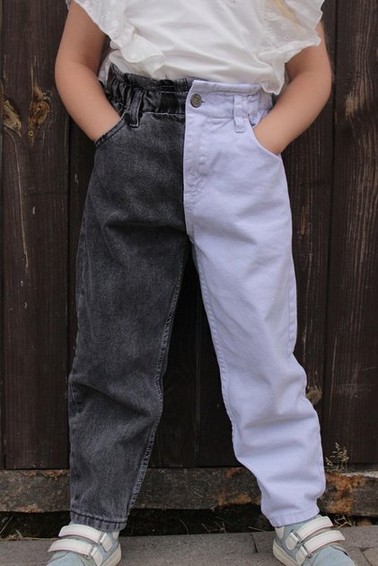 Girl's Jean Pants with Elastic Waist, Ages 5-14, Mixed Colors