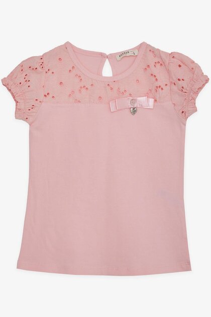 Girl's T-shirt with Faux Accessory for 5-10 Years Old, Pink