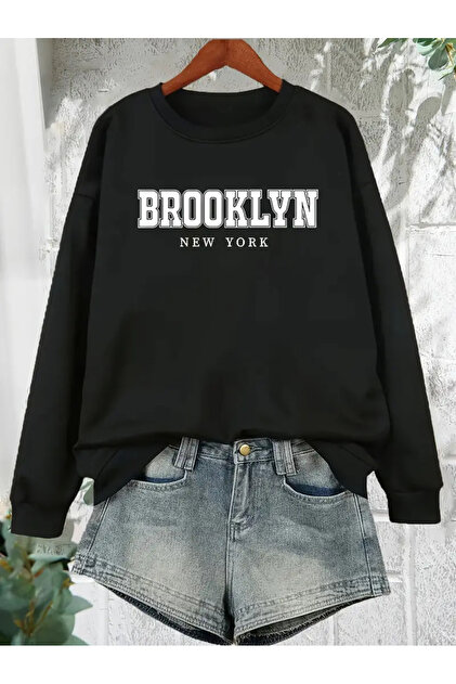 BrooklynNewYork PrintedUnisexOversize Crew Neck Sweatshirt