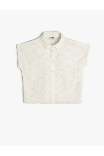Scalloped Crop Shirt Short Sleeve