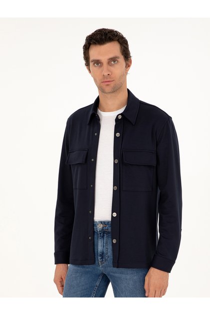 Navy Blue Regular Fit Jacket Shirt 50292995-Vr033