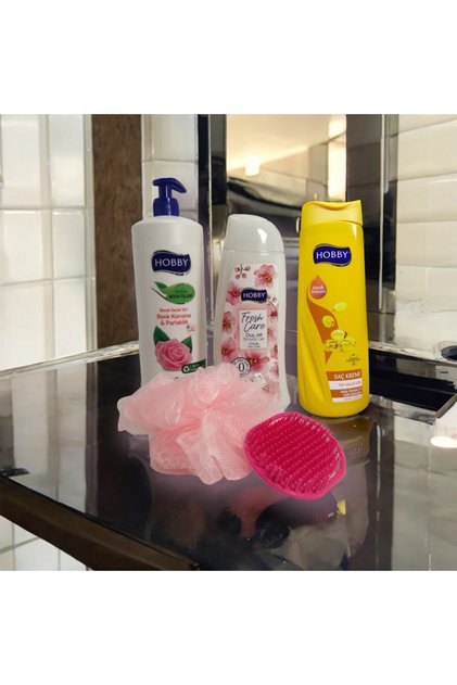 Shampoo with Rose Extract (1000ml), Hair Conditioner (500ml), Shower Gel Orchid (500ml)