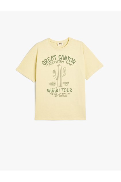 T-Shirt Cactus Printed Short Sleeve Crew Neck Cotton