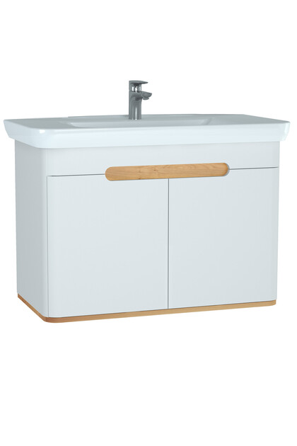 Sento 60787 Kapaklı, 100 cm, Lavabo Dolabı, Mat Beyaz