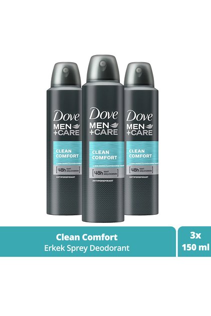 Men Care Anti-perspirant Sprey Deodorant Erkek Clean Comfort 48 Saat Güçlü Koruma 150 ml X3