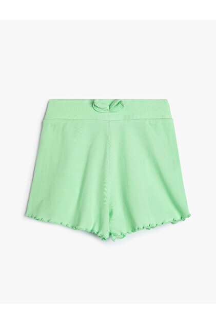 Ruffled Shorts with Elastic Waist, Ribbed Cotton