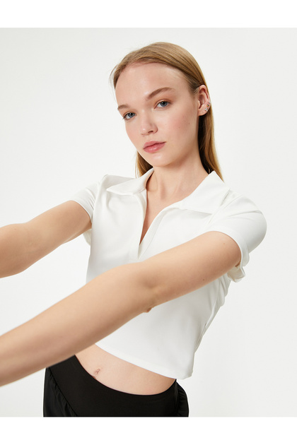 Slim Fit Short Sleeve Crop Polo T-Shirt