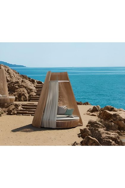 Propter Özel Tasarım Perdeli Masif Izgaralı Dizayn Bahçe Mobilyası Daybed Şezlong
