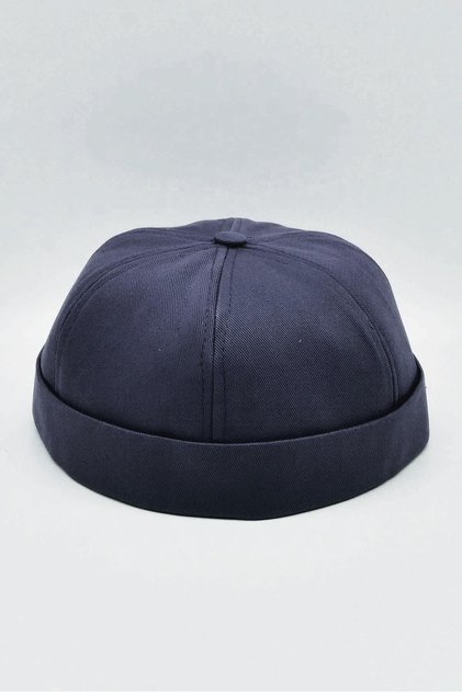 Navy Blue 100% Cotton Cap Docker Hat